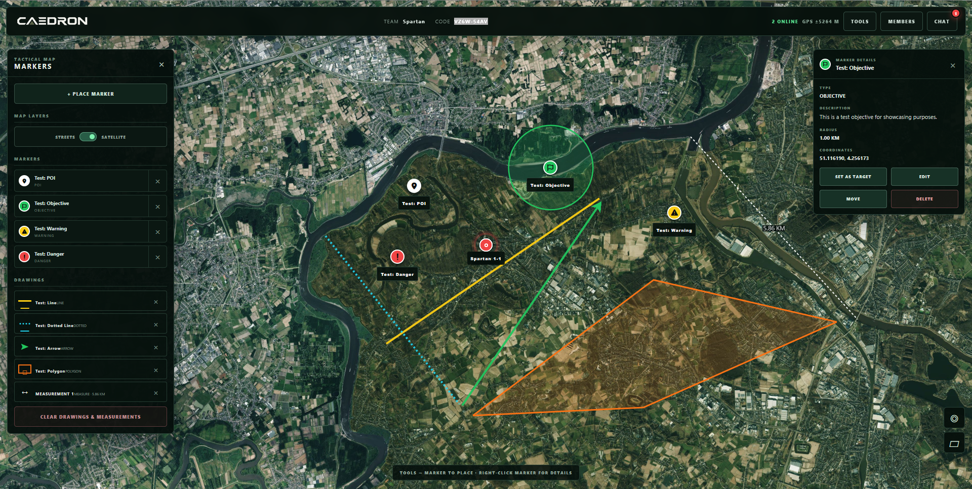 Caedron live team tracking en tactical mapping webapplicatie
