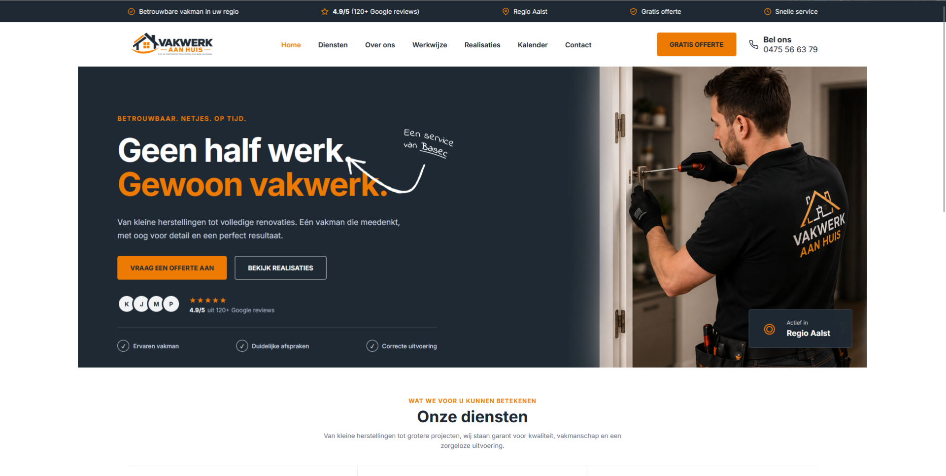 Vakwerk aan Huis bedrijfswebsite